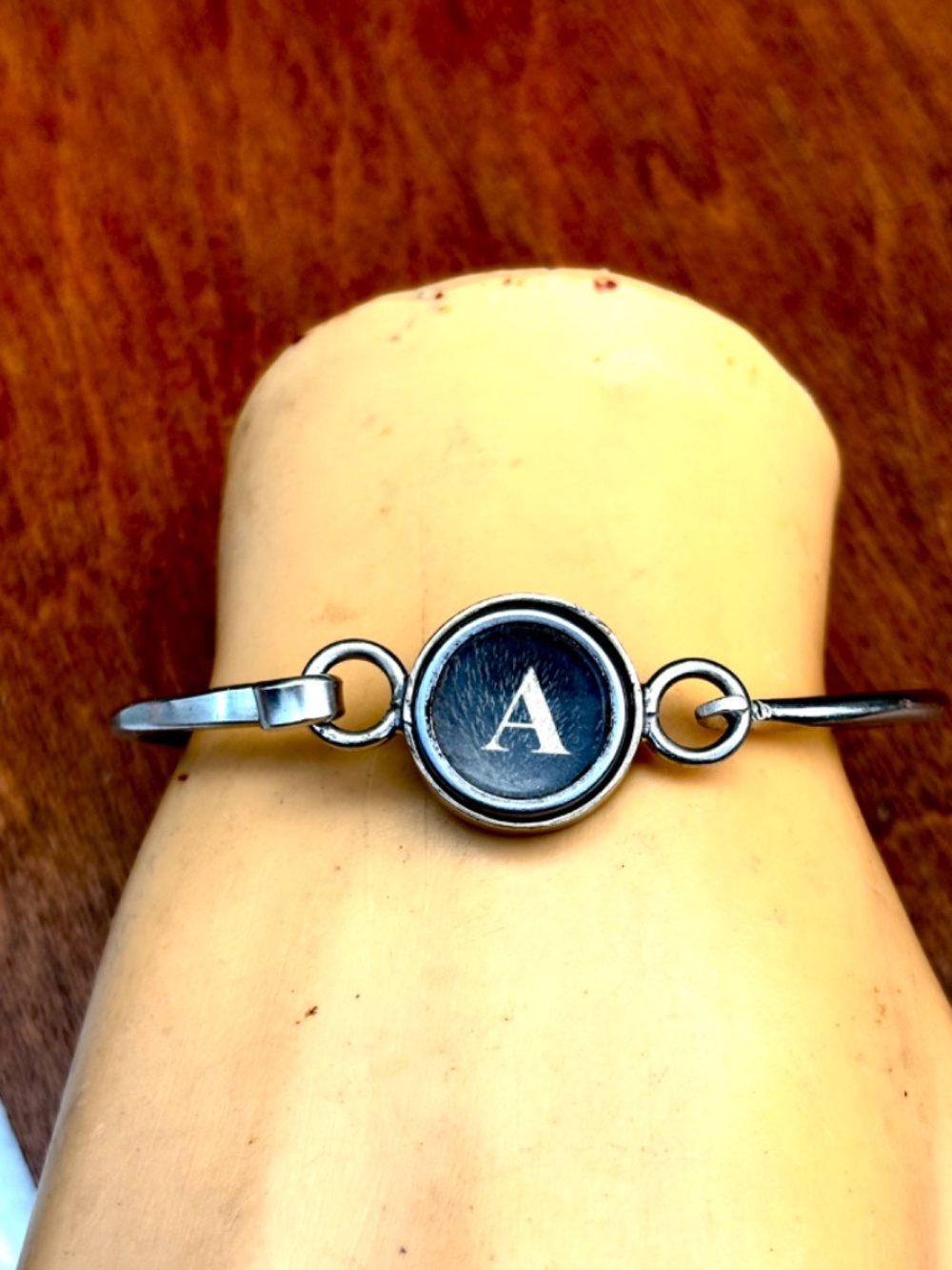 Vintage Typewriter Key "A" Bracelet | Handmade Initial Jewelry | Churoncalla